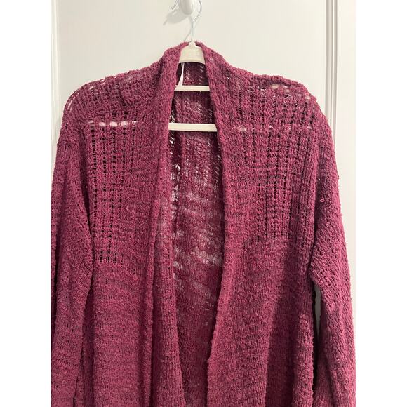 Free People Size XS RUNS LARGE Maroon Open Cardigan Sweater - Picture 3 of 5